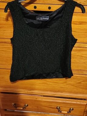 Vintage Burberry Black Beaded Cocktail Top
